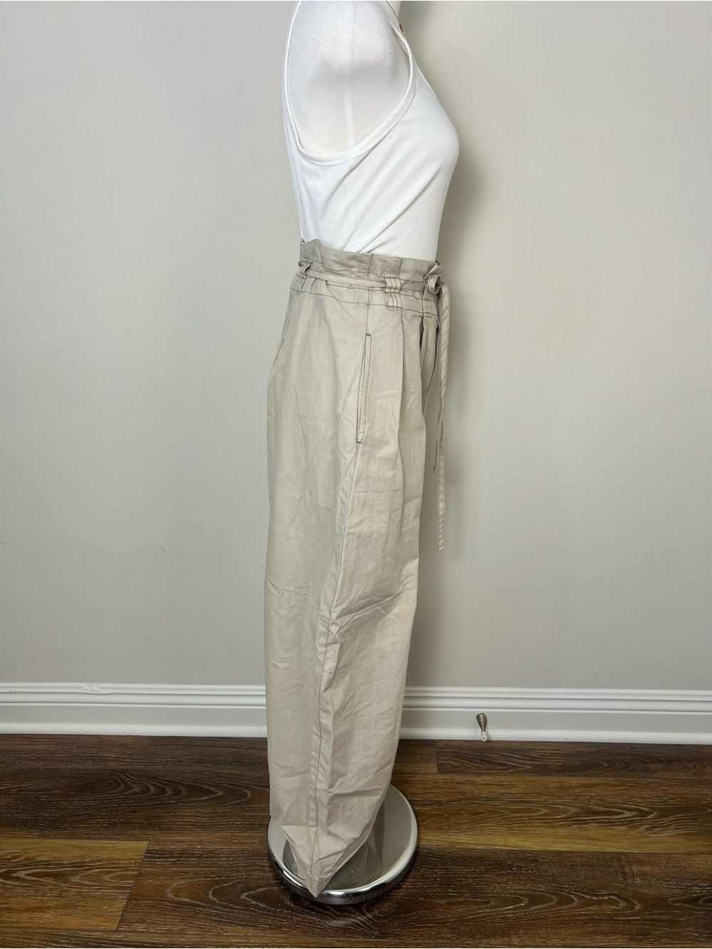 NWT Free People High Rise Paperbag Wide Leg Utility Pants Cotton Size 8 - Picture 2 of 10